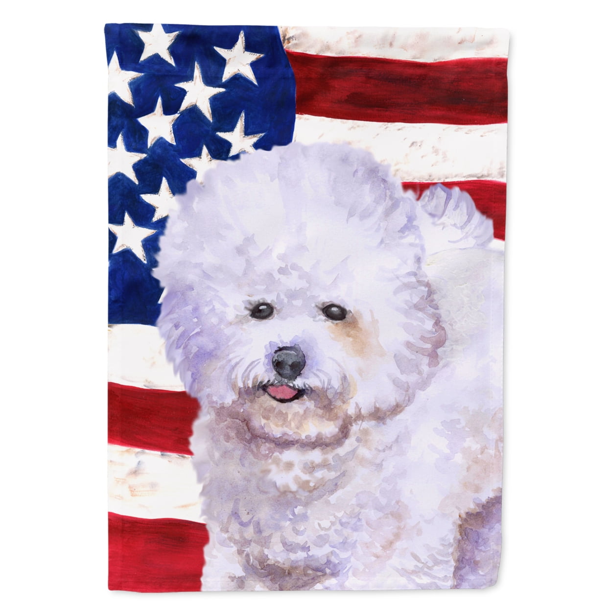 Bichon Frise Patriotic Flag Garden Size