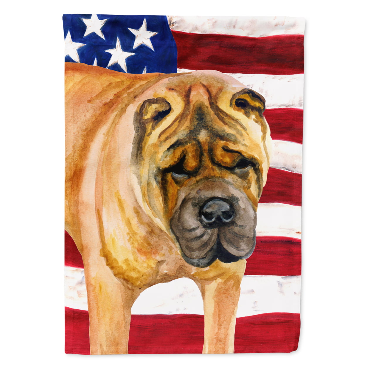 Shar Pei Patriotic Flag Garden Size
