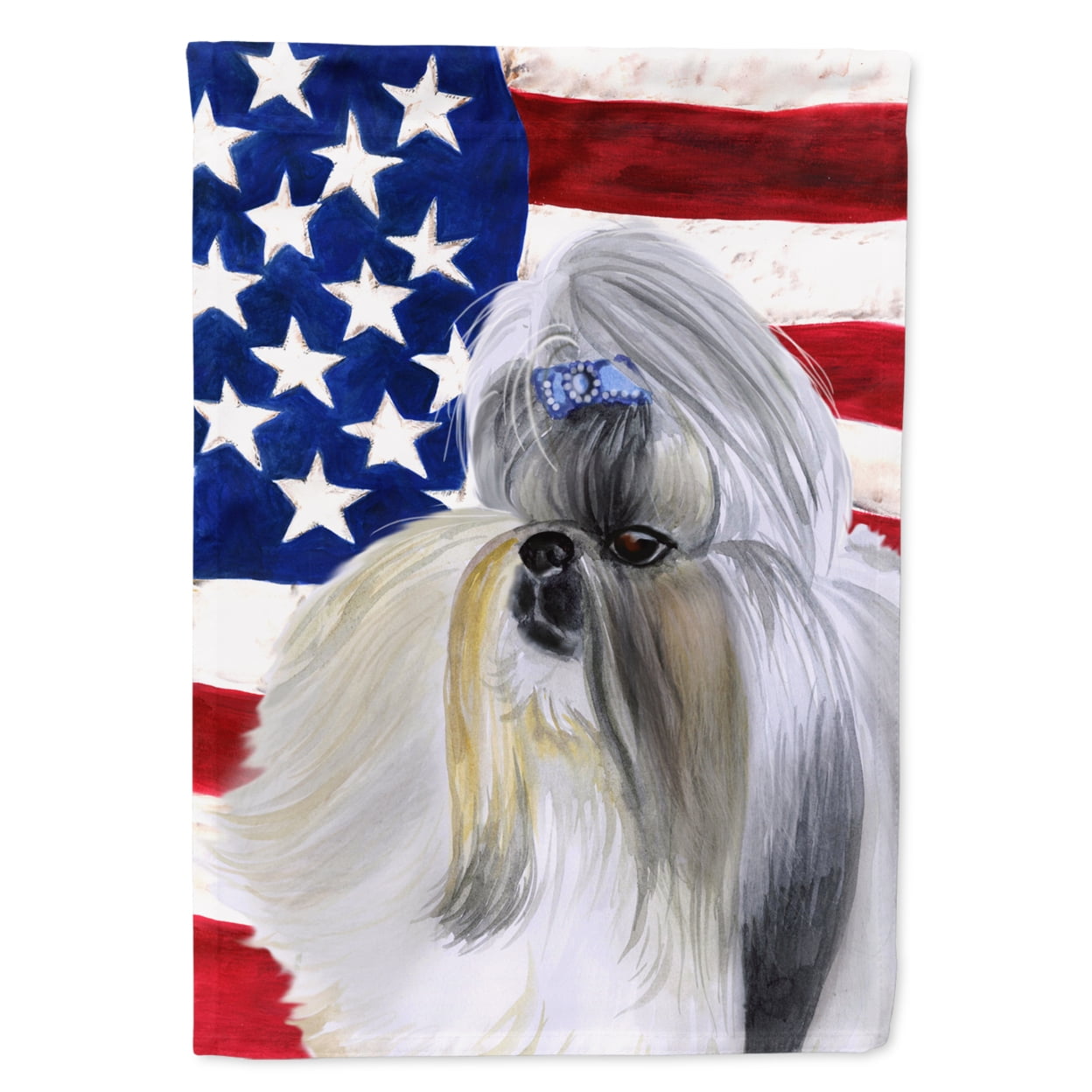 Shih Tzu Patriotic Flag Garden Size