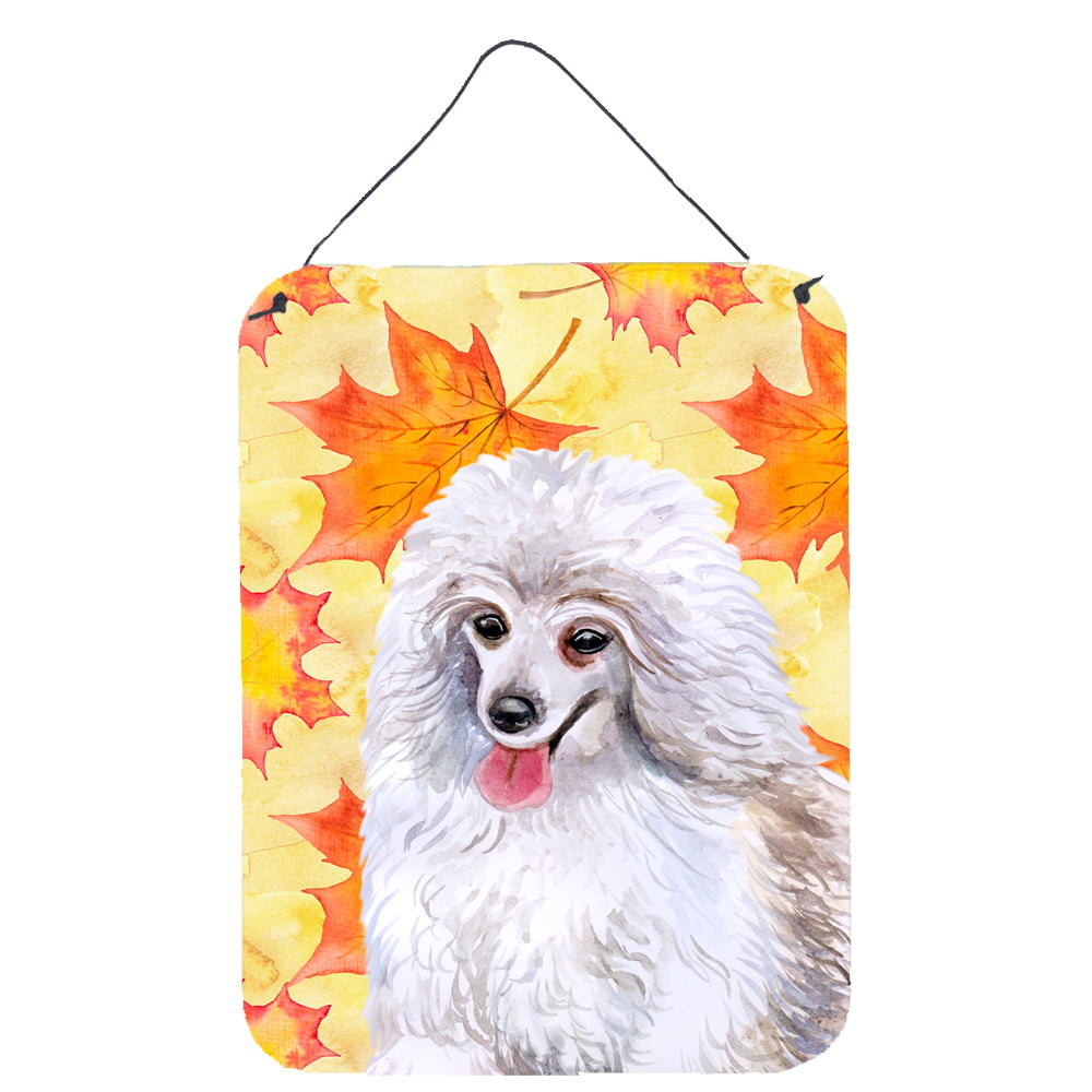 BB9944DS1216 Medium White Poodle Fall Wall or Door Hanging Prints