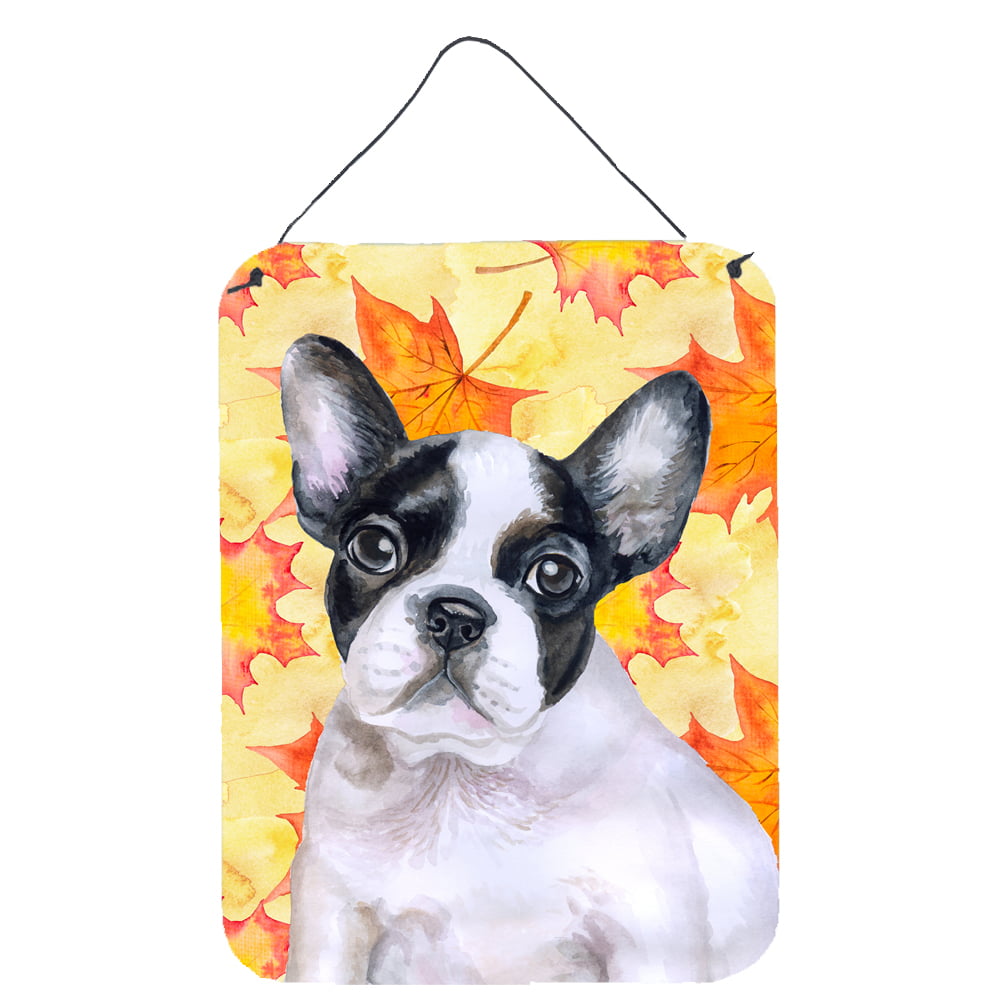 French Bulldog Black White Fall Wall or Door Hanging Prints