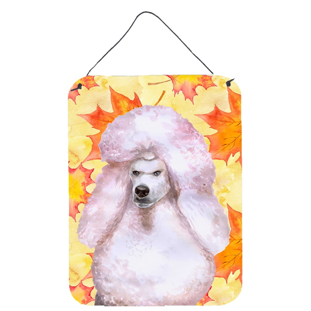 White Standard Poodle Fall Wall or Door Hanging Prints