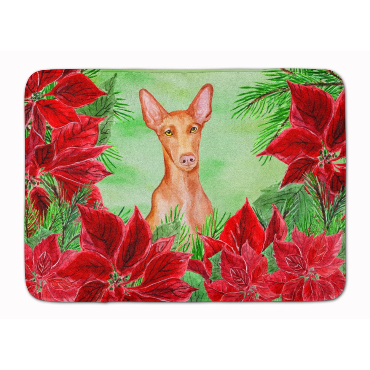 CK1362RUG Pharaoh Hound Poinsettas Machine Washable Memory Foam Mat