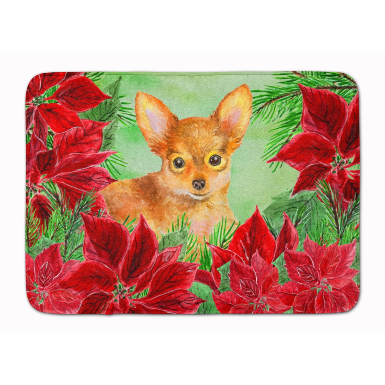 CK1369RUG Toy Terrier Poinsettas Machine Washable Memory Foam Mat