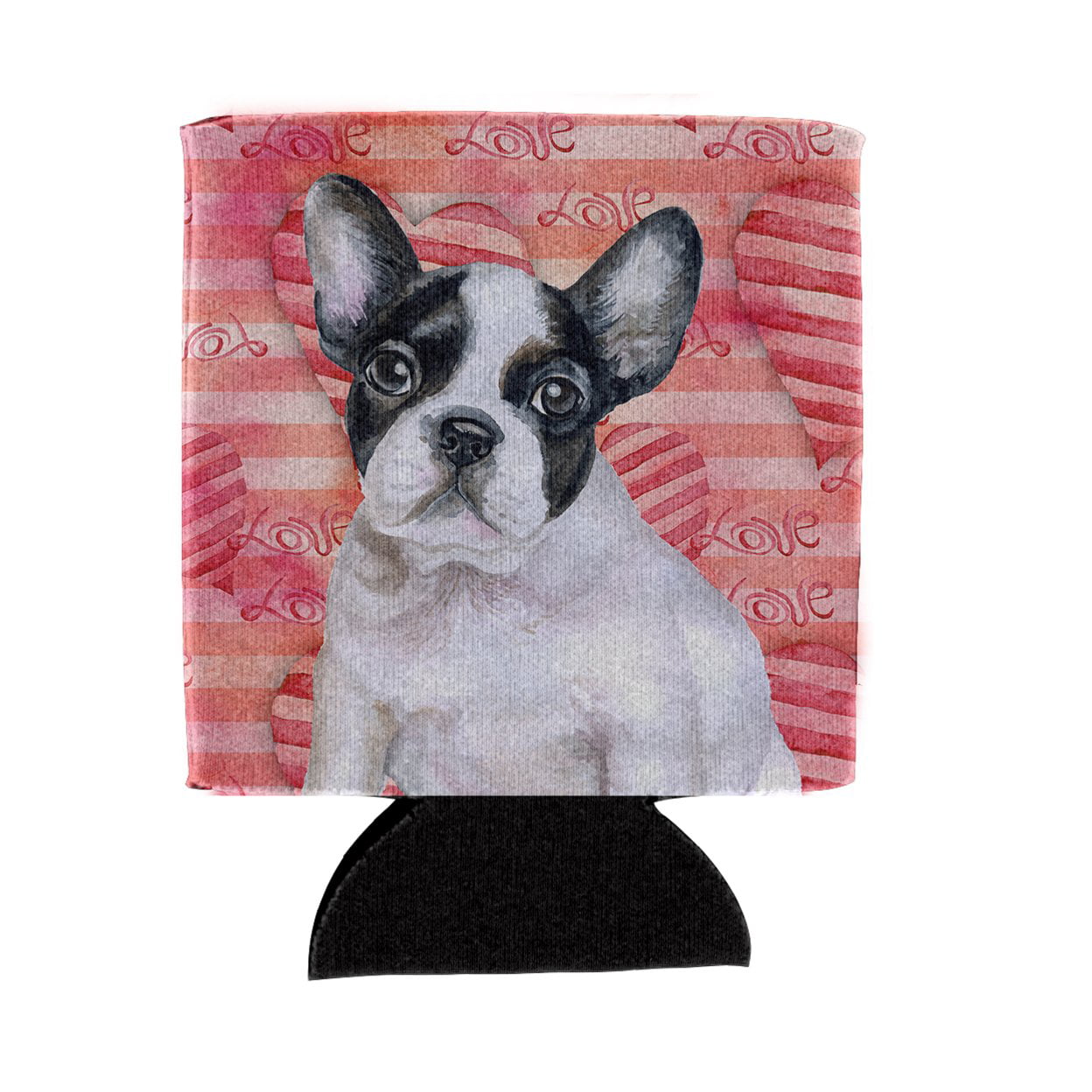 French Bulldog Black White Love Can or Bottle Hugger
