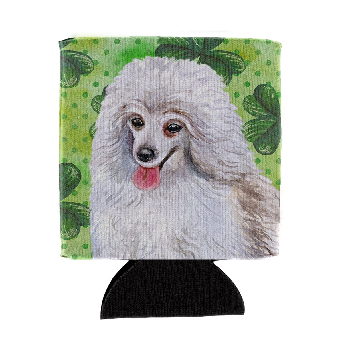 Medium White Poodle St.Patricks Can or Bottle Hugger
