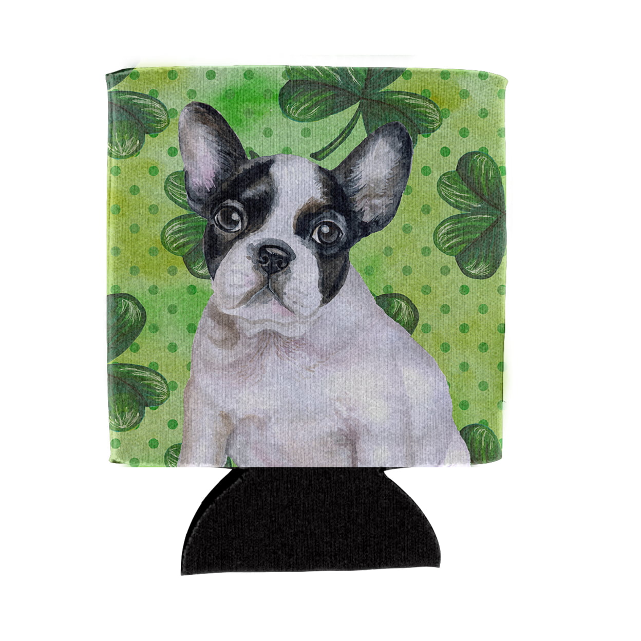 French Bulldog Black White St.Patricks Can or Bottle Hugger