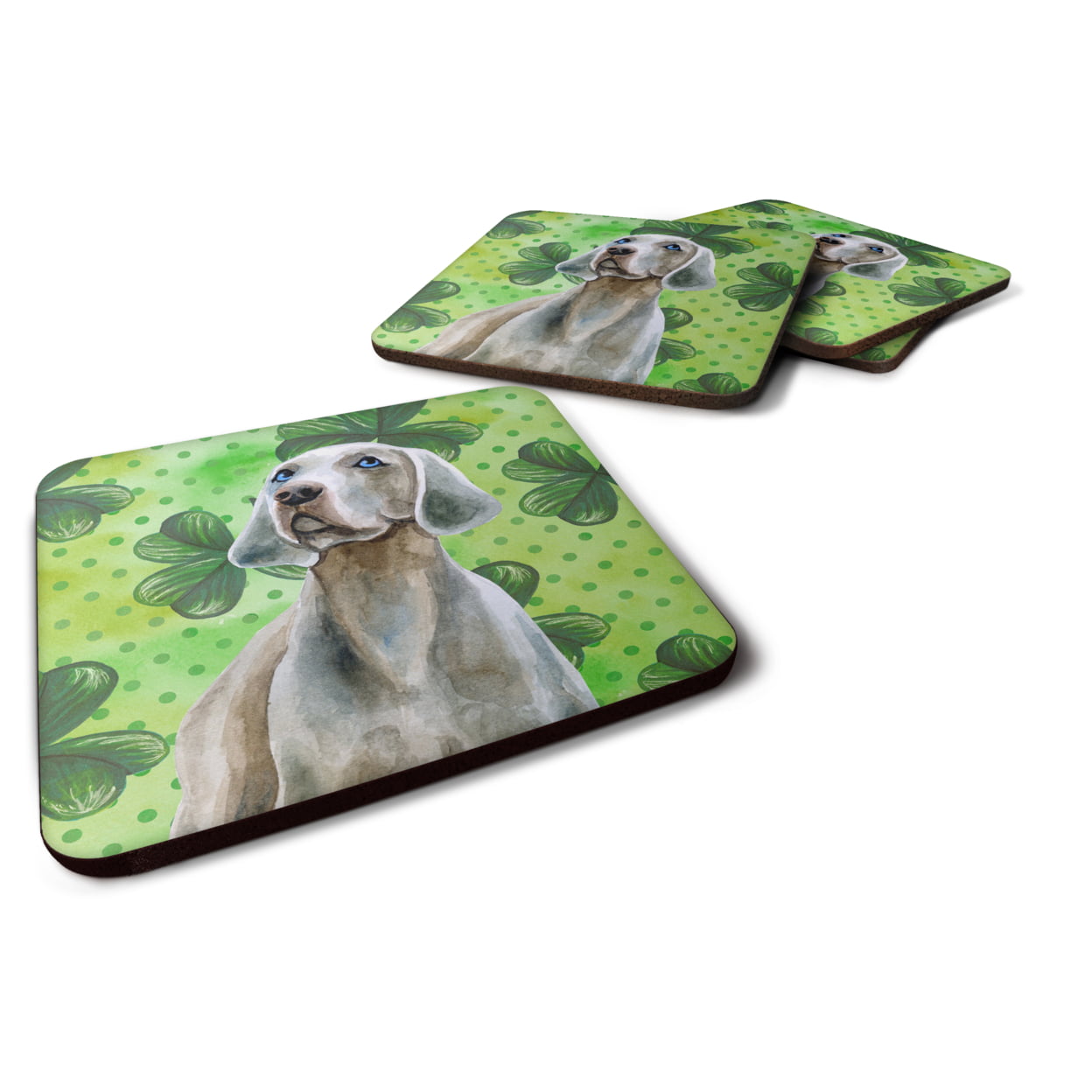 Weimaraner St.Patricks Foam Coaster, 3.5 x 3.5 in. - Set of 4