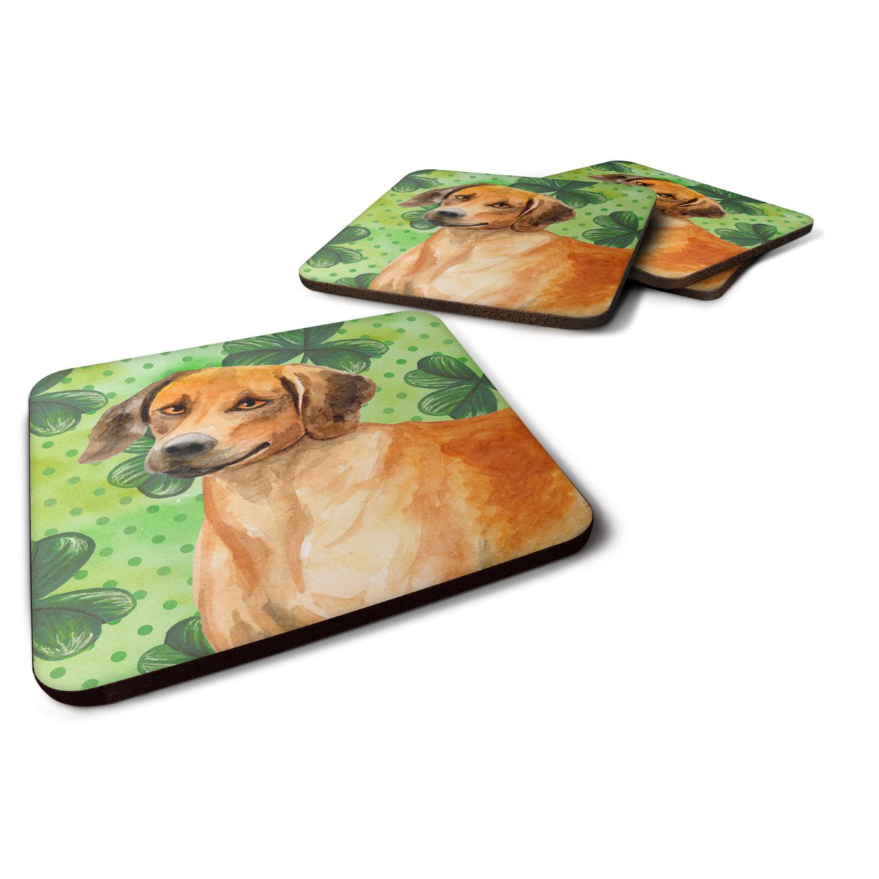 Rhodesian Ridgeback St.Patricks Foam Coaster, 3.5 x 3.5 in. - Set of 4