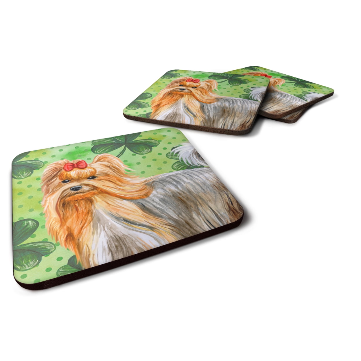 Yorkshire Terrier St.Patricks Foam Coaster, 3.5 x 3.5 in. - Set of 4