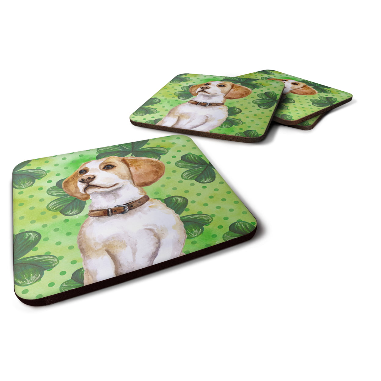 Beagle St.Patricks Foam Coaster, 3.5 x 3.5 in. - Set of 4