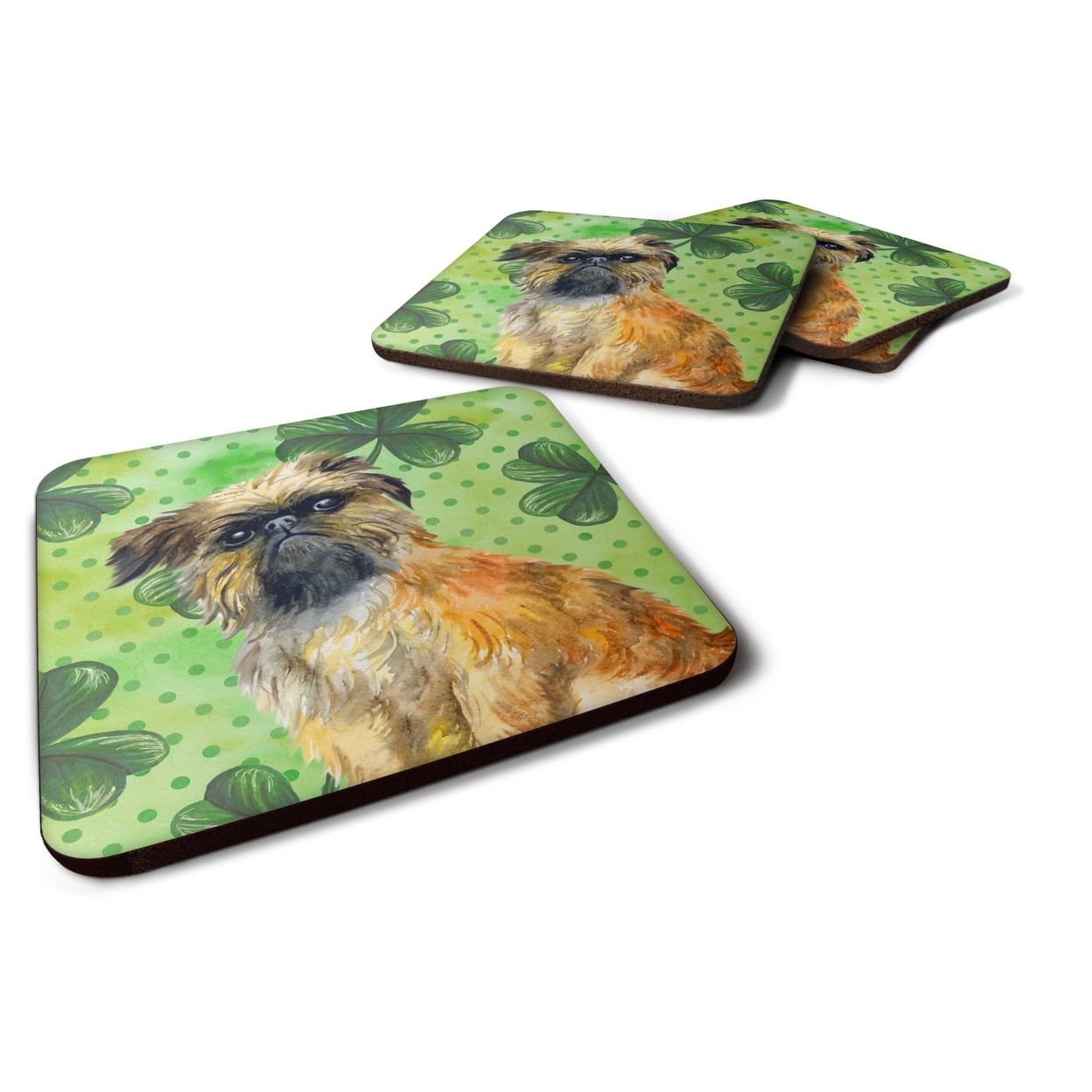 Brussels Griffon St.Patricks Foam Coaster, 3.5 x 3.5 in. - Set of 4