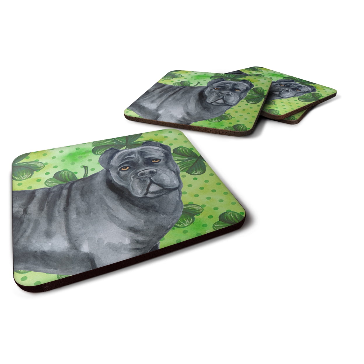 Cane Corso St.Patricks Foam Coaster, 3.5 x 3.5 in. - Set of 4