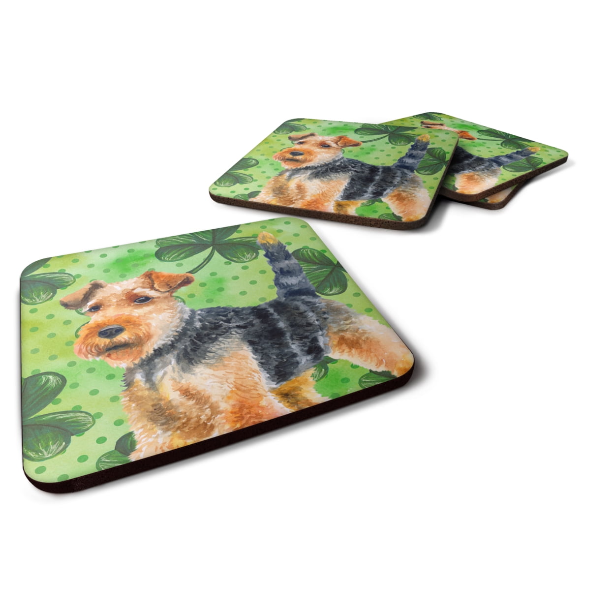 Welsh Terrier St.Patricks Foam Coaster, 3.5 x 3.5 in. - Set of 4