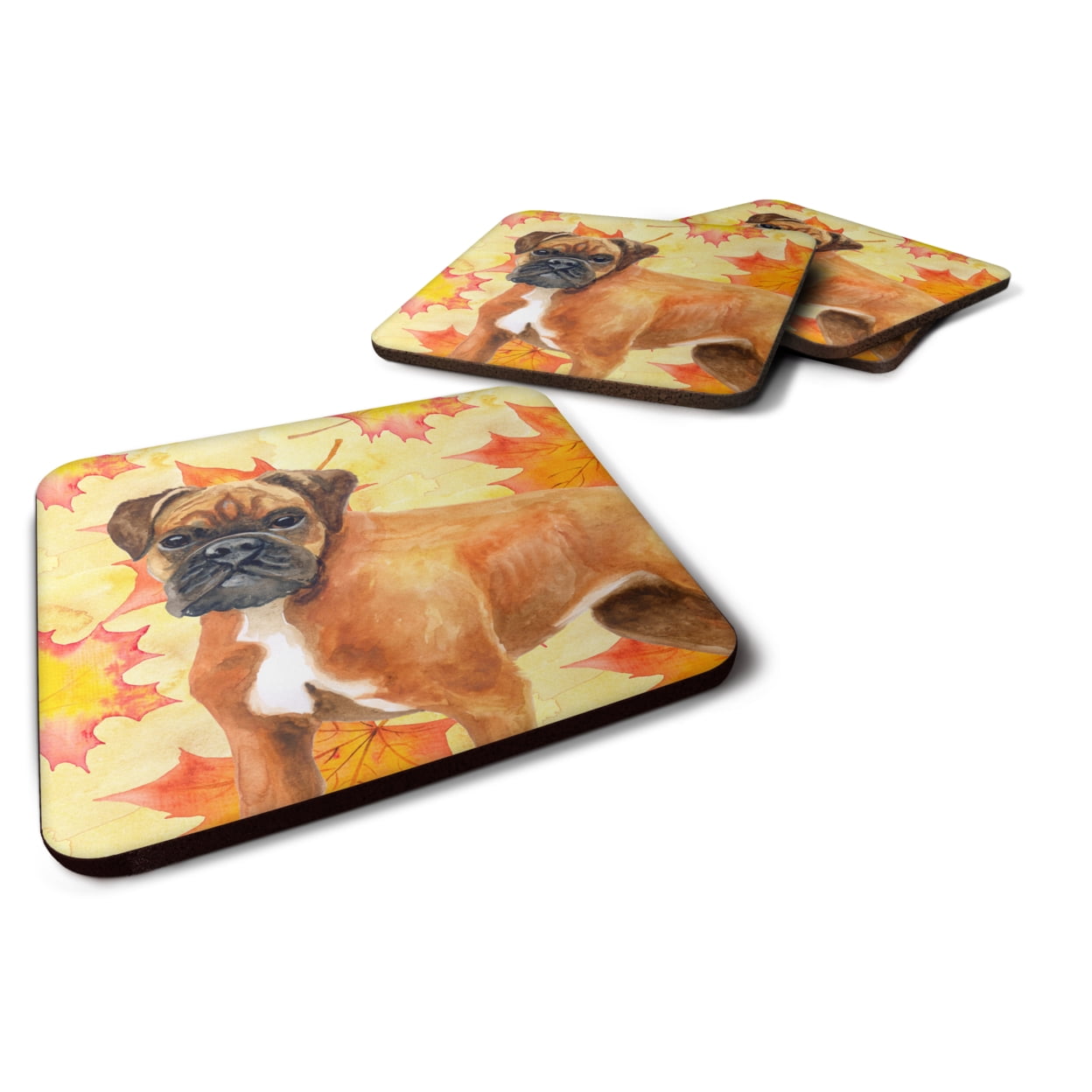 BB9901FC German Boxer Fall Foam Coaster, 3.5 x 3.5 in. - Set of 4