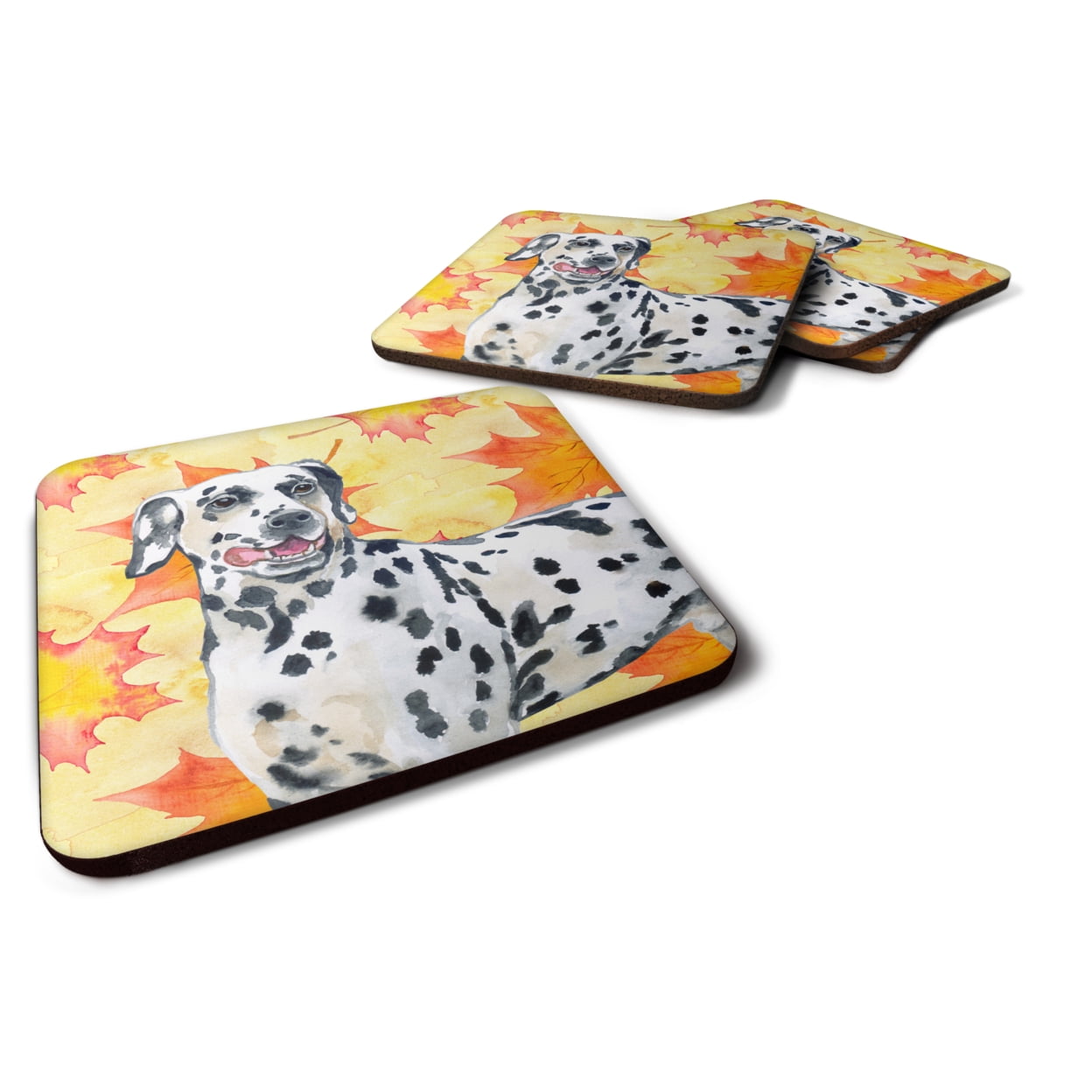 Dalmatian Fall Foam Coaster, 3.5 x 3.5 in. - Set of 4