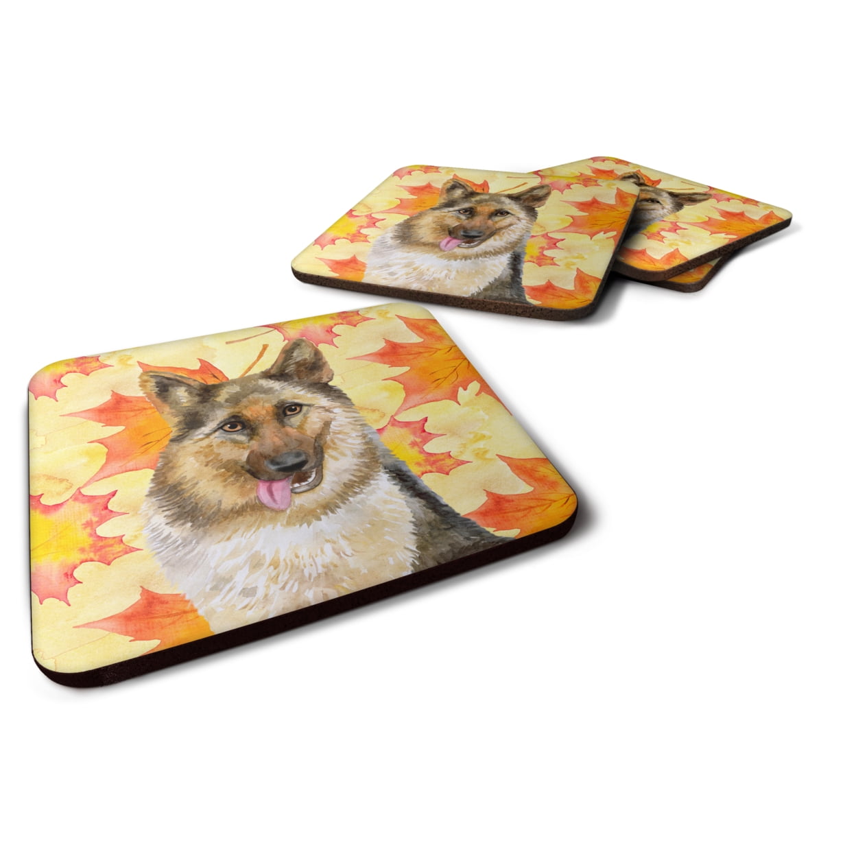 German Shepherd Fall Foam Coaster, 3.5 x 3.5 in. - Set of 4