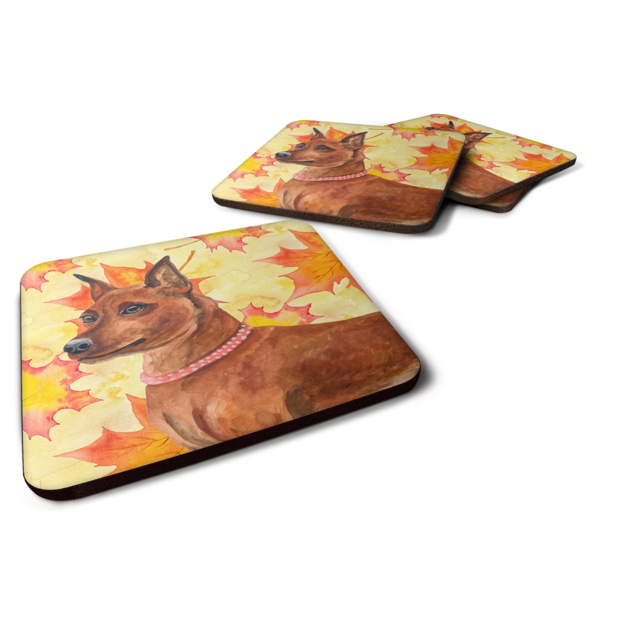 Miniature Pinscher Fall Foam Coaster, 3.5 x 3.5 in. - Set of 4