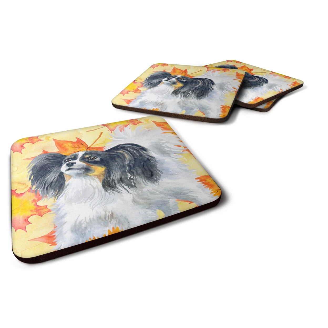 BB9918FC Papillon Fall Foam Coaster, 3.5 x 3.5 in. - Set of 4