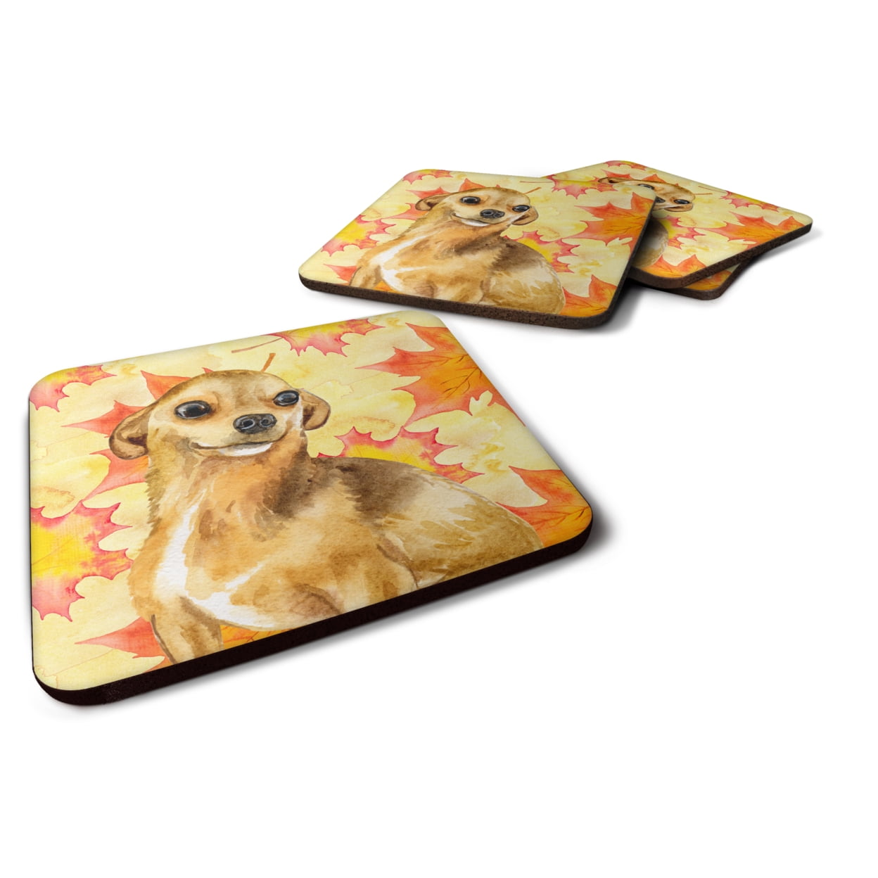 Chihuahua Fall Foam Coaster, 3.5 x 3.5 in. - Set of 4