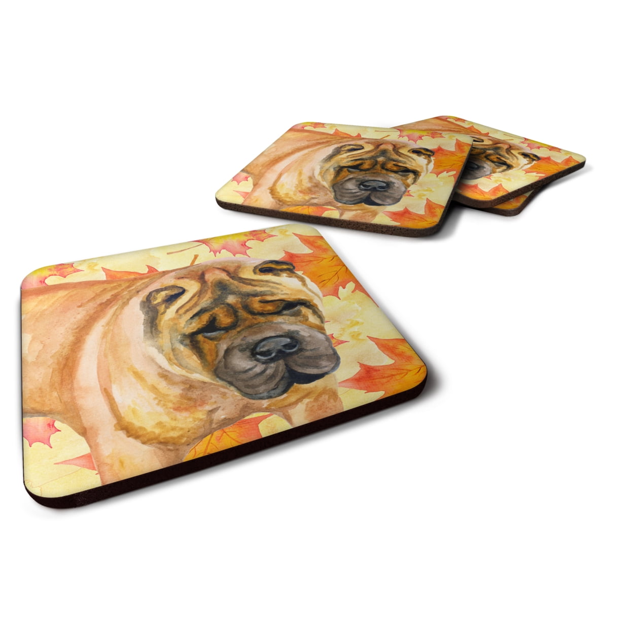 BB9922FC Shar Pei Fall Foam Coaster, 3.5 x 3.5 in. - Set of 4