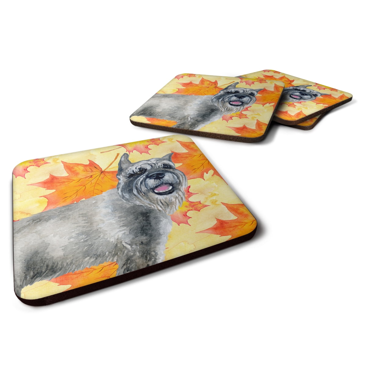 Schnauzer Fall Foam Coaster, 3.5 x 3.5 in. - Set of 4
