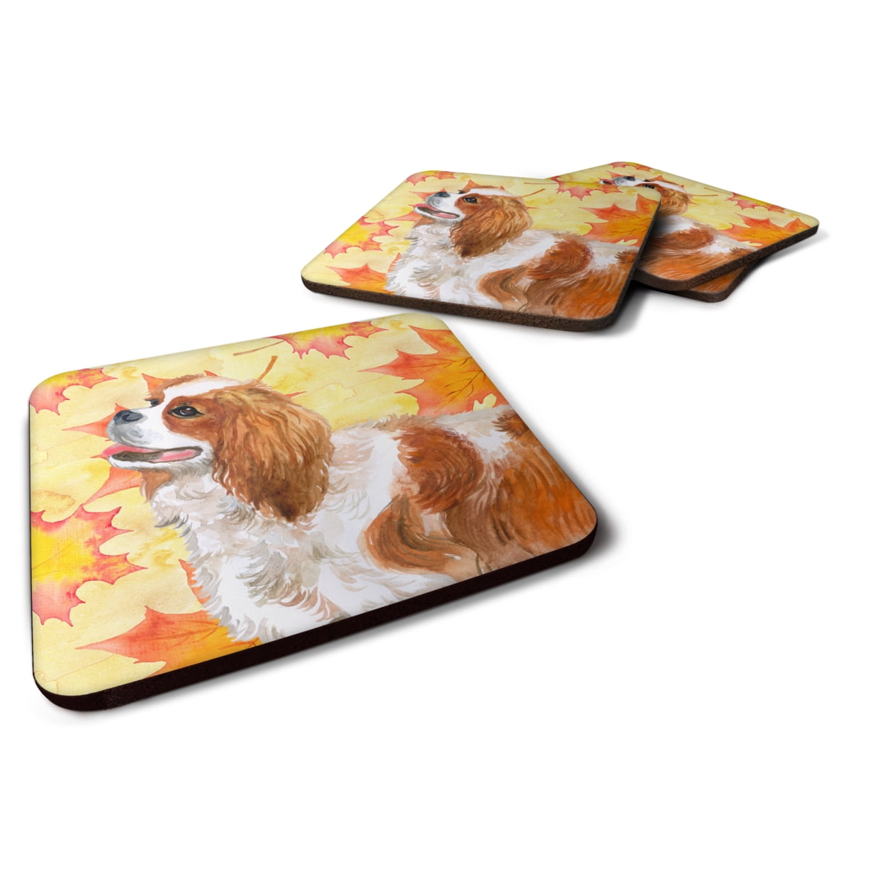 BB9924FC Cavalier Spaniel Fall Foam Coaster, 3.5 x 3.5 in. - Set of 4