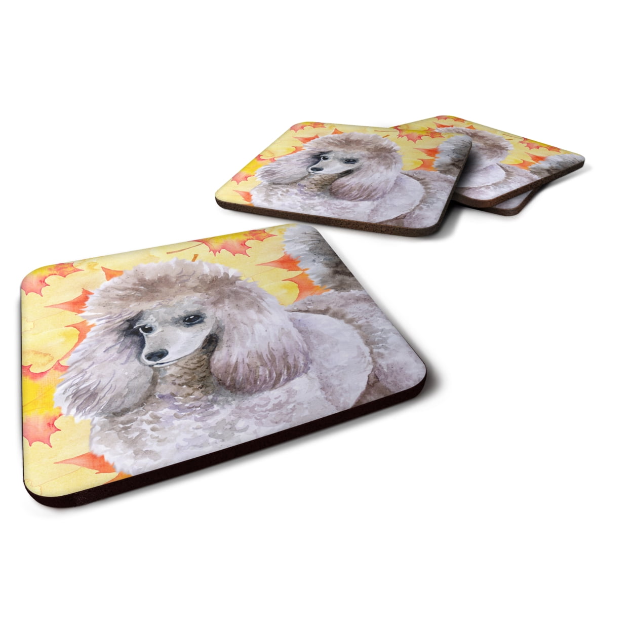 Poodle Fall Foam Coaster, 3.5 x 3.5 in. - Set of 4