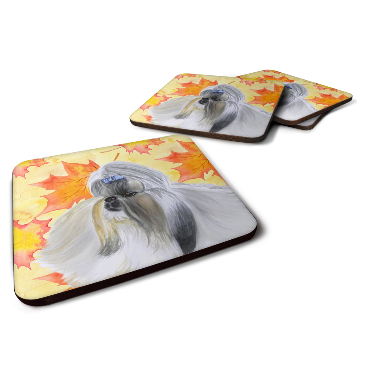 Shih Tzu Fall Foam Coaster, 3.5 x 3.5 in. - Set of 4