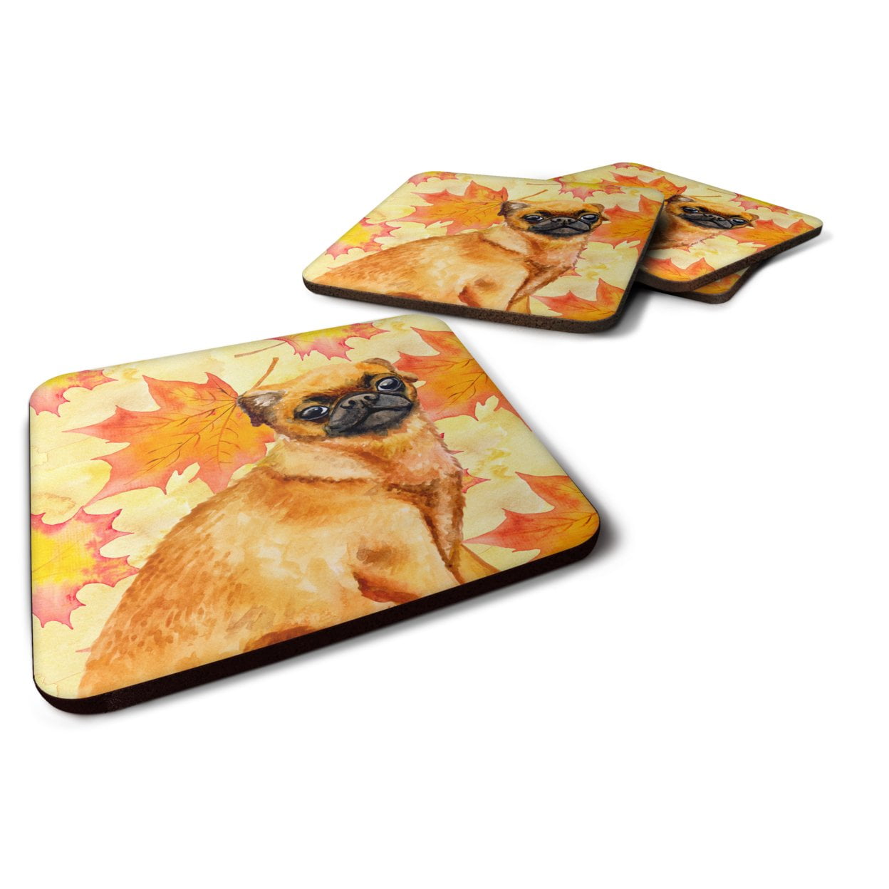 Small Brabant Griffon Fall Foam Coaster, 3.5 x 3.5 in. - Set of 4