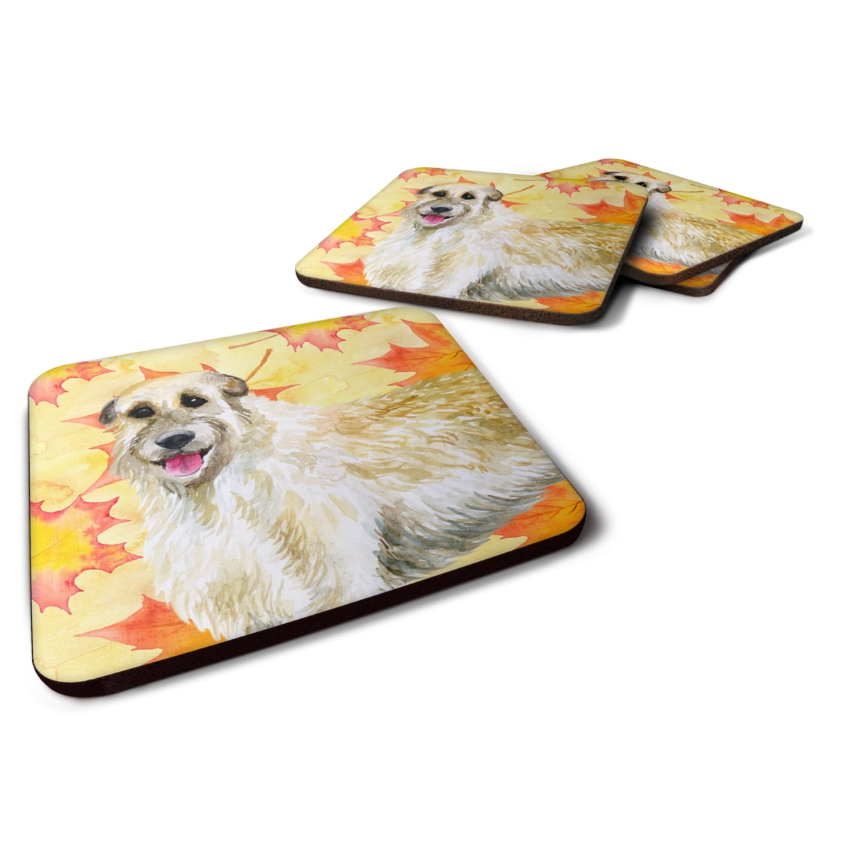 Irish Wolfhound Fall Foam Coaster, 3.5 x 3.5 in. - Set of 4
