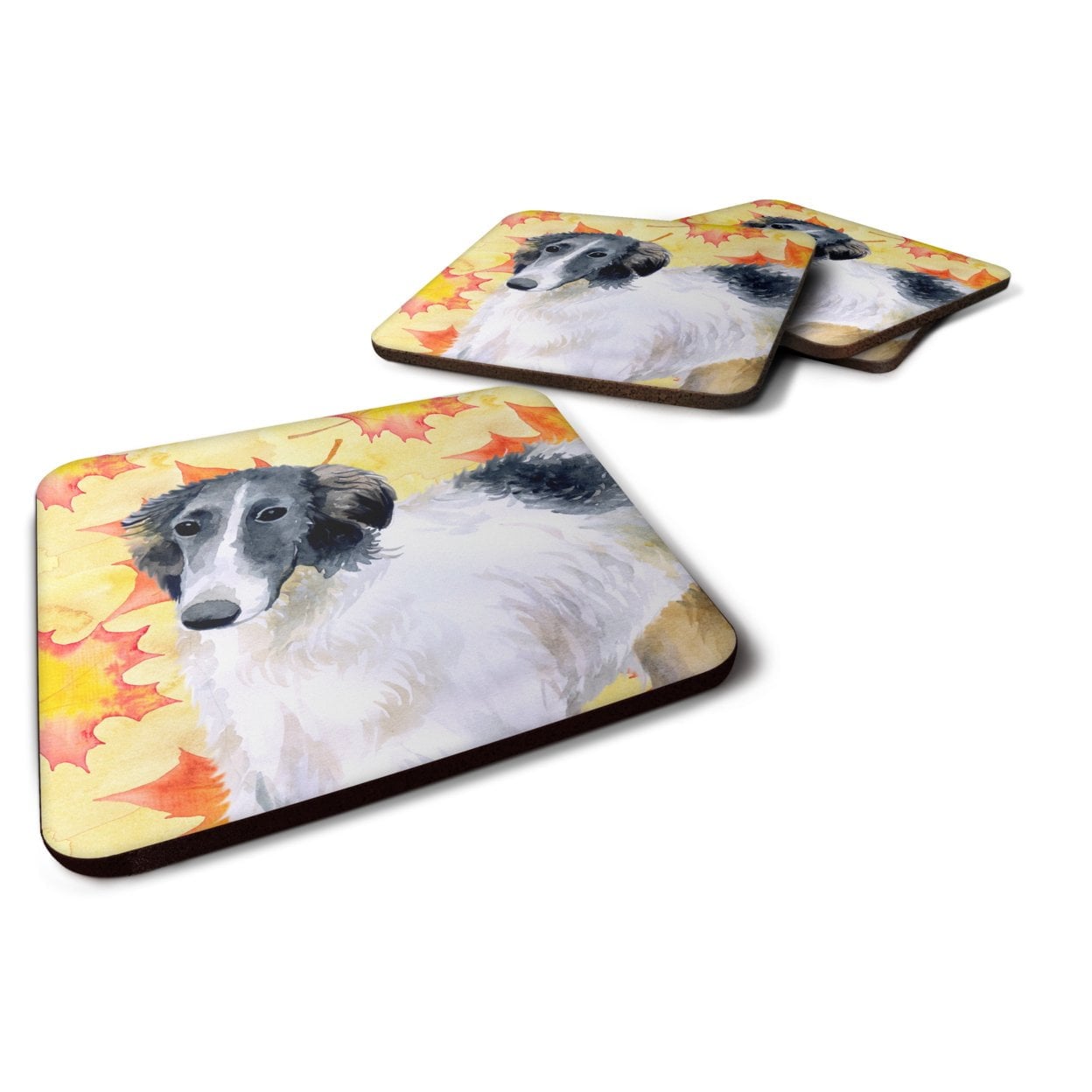 Borzoi Fall Foam Coaster, 3.5 x 3.5 in. - Set of 4