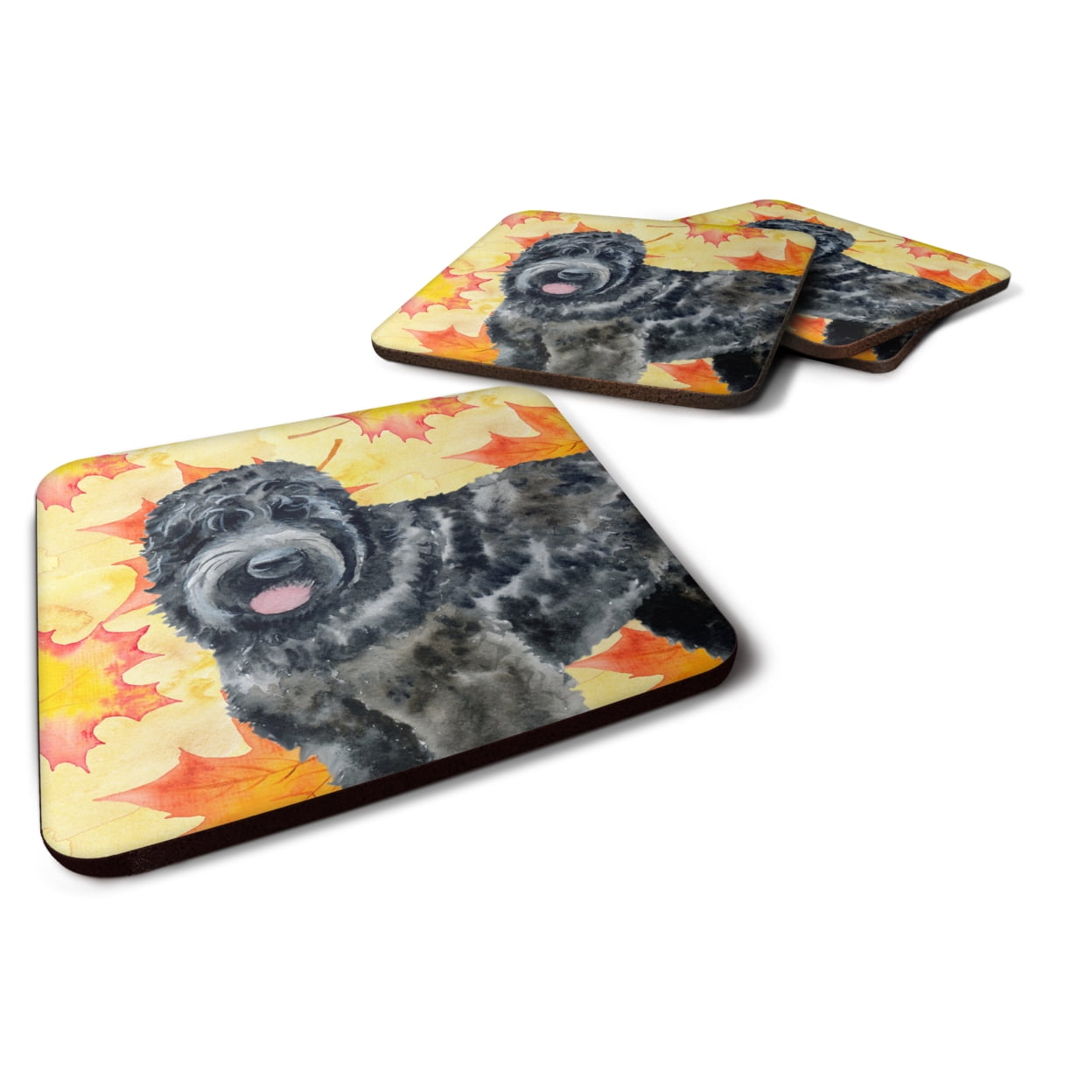 Black Russian Terrier Fall Foam Coaster, 3.5 x 3.5 in. - Set of 4