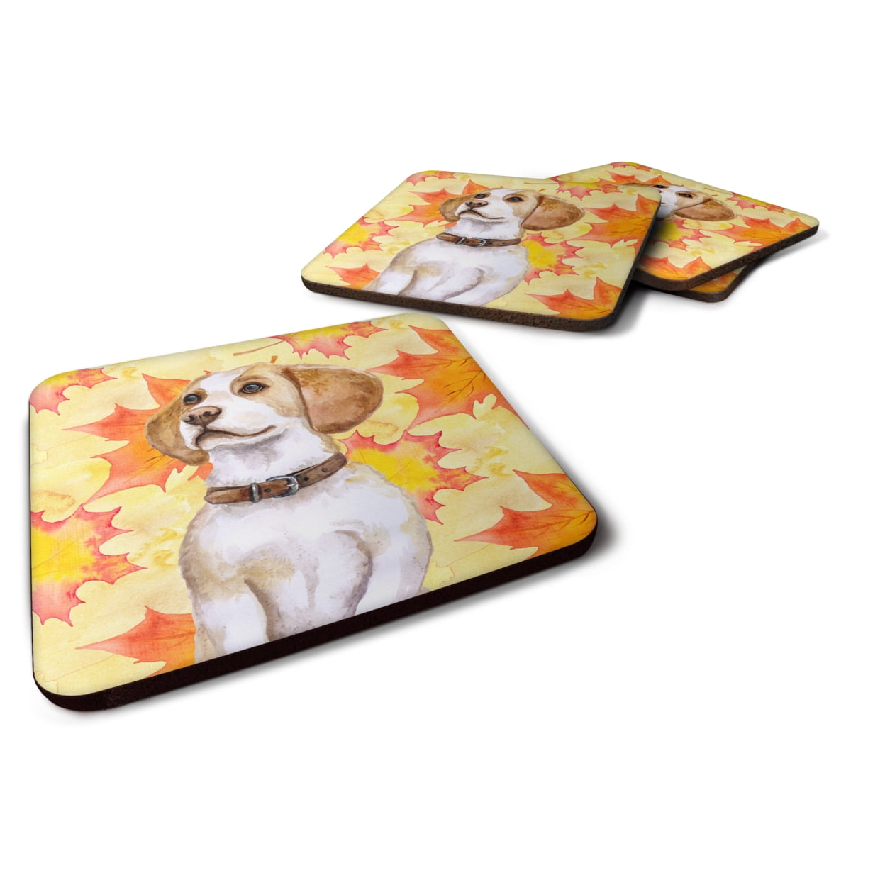 Beagle Fall Foam Coaster, 3.5 x 3.5 in. - Set of 4