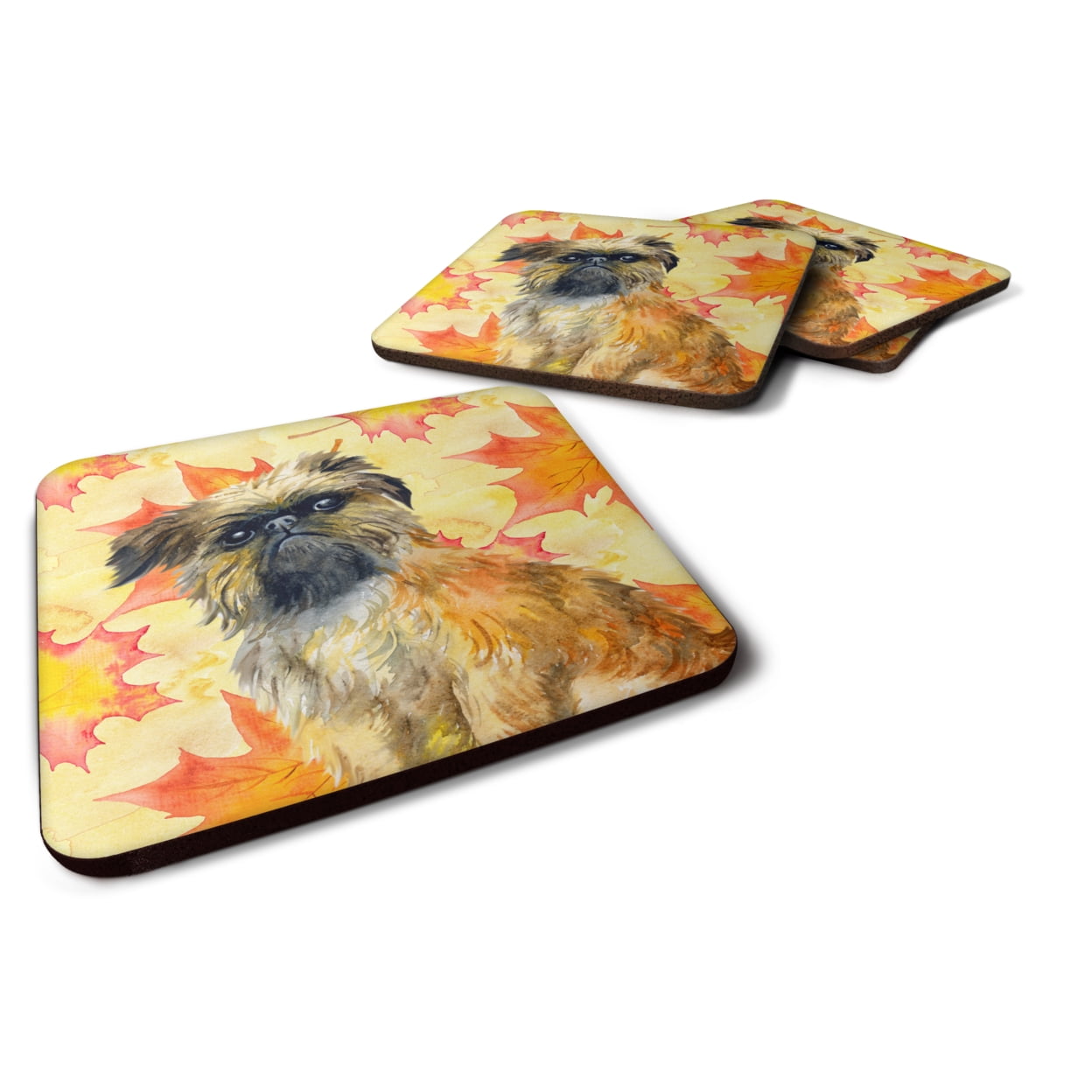 Brussels Griffon Fall Foam Coaster, 3.5 x 3.5 in. - Set of 4