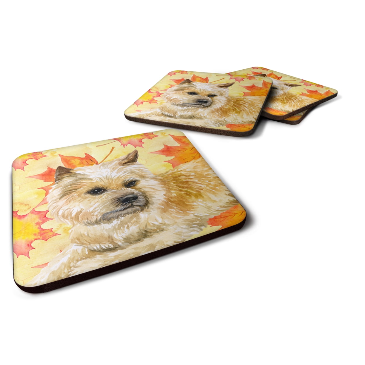 Cairn Terrier Fall Foam Coaster, 3.5 x 3.5 in. - Set of 4