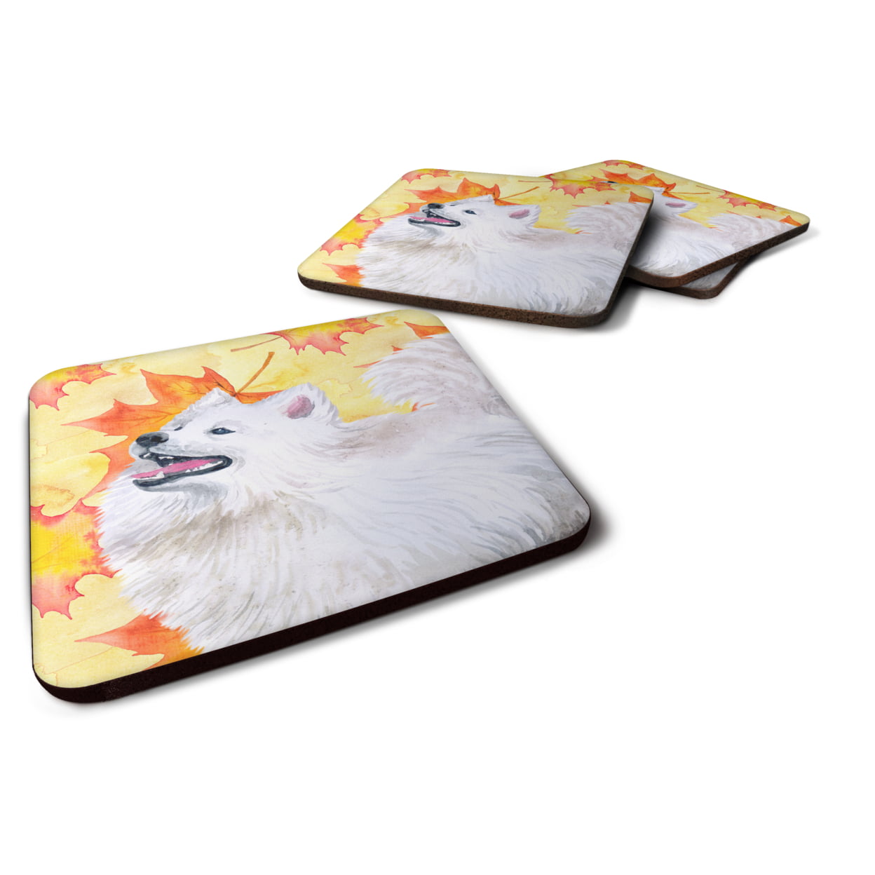 Samoyed Fall Foam Coaster, 3.5 x 3.5 in. - Set of 4