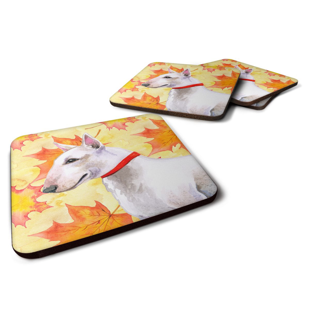 Bull Terrier Fall Foam Coaster, 3.5 x 3.5 in. - Set of 4