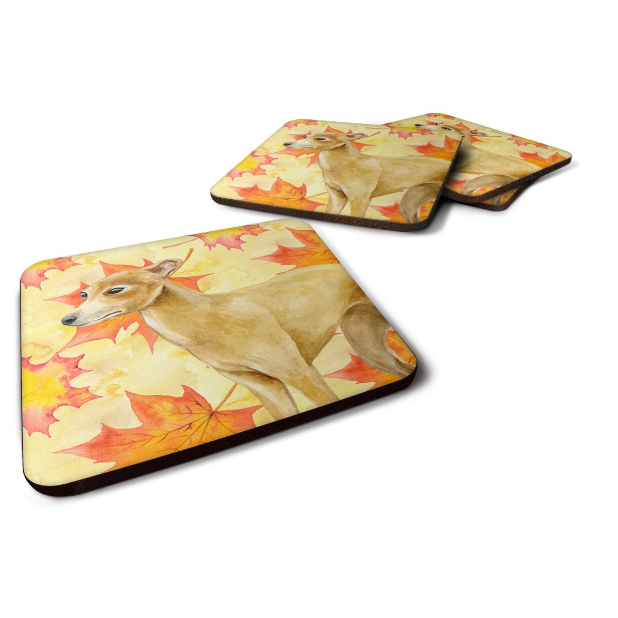 Italian Greyhound Fall Foam Coaster, 3.5 x 3.5 in. - Set of 4