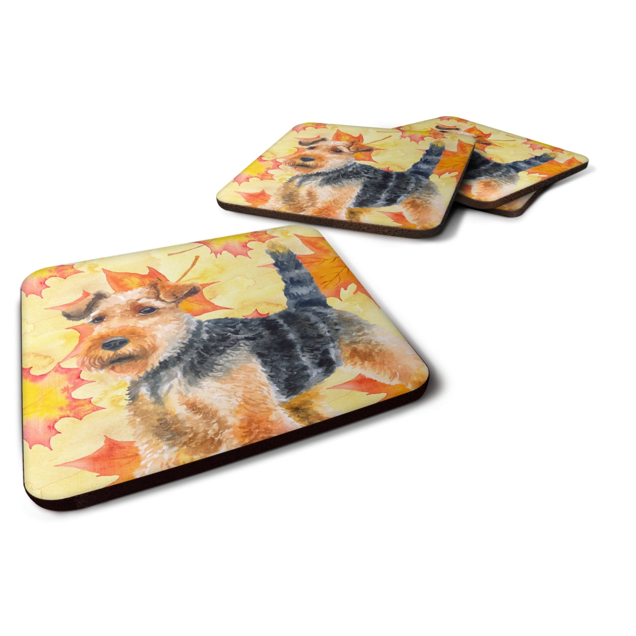 Welsh Terrier Fall Foam Coaster, 3.5 x 3.5 in. - Set of 4
