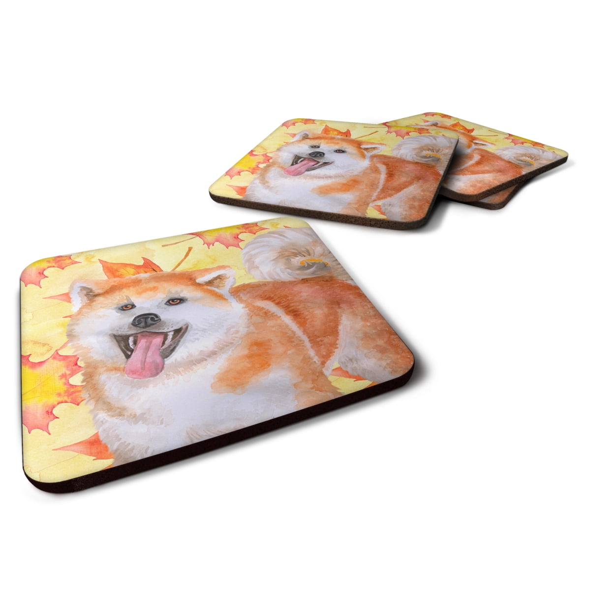 Akita Fall Foam Coaster, 3.5 x 3.5 in. - Set of 4