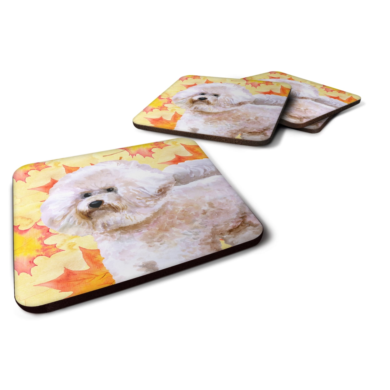Bichon Frise No.2 Fall Foam Coaster, 3.5 x 3.5 in. - Set of 4
