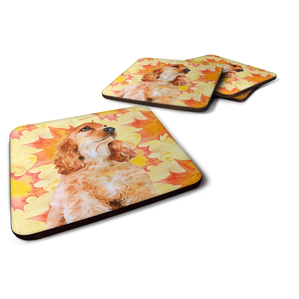 Cocker Spaniel Fall Foam Coaster, 3.5 x 3.5 in. - Set of 4