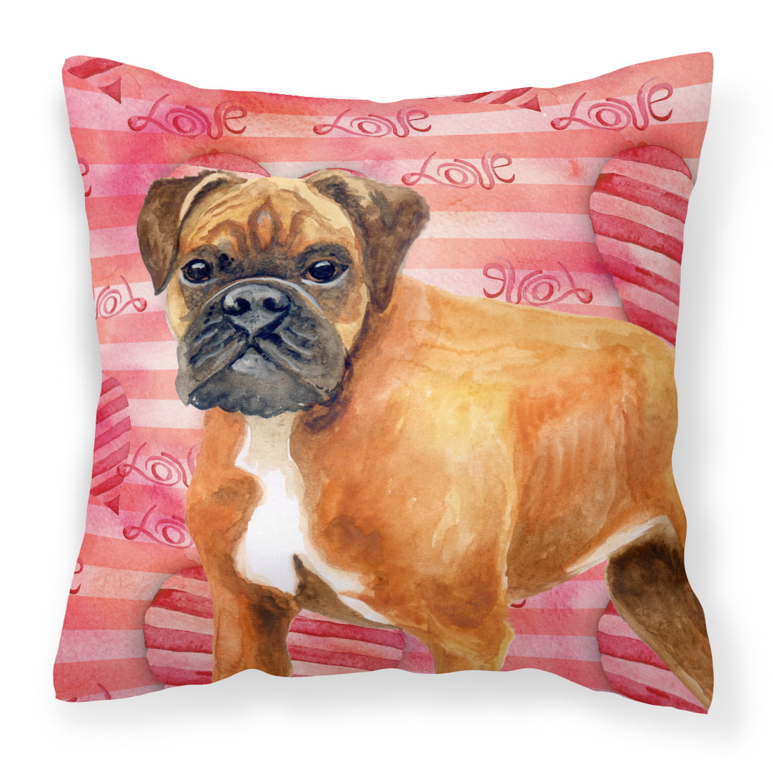 German Boxer Love Fabric Decorative Pillow