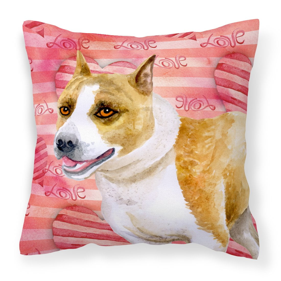 American Staffordshire Love Fabric Decorative Pillow