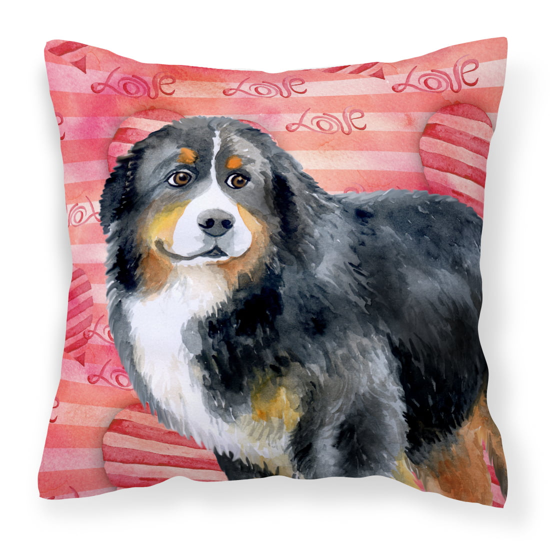 Bernese Mountain Dog Love Fabric Decorative Pillow