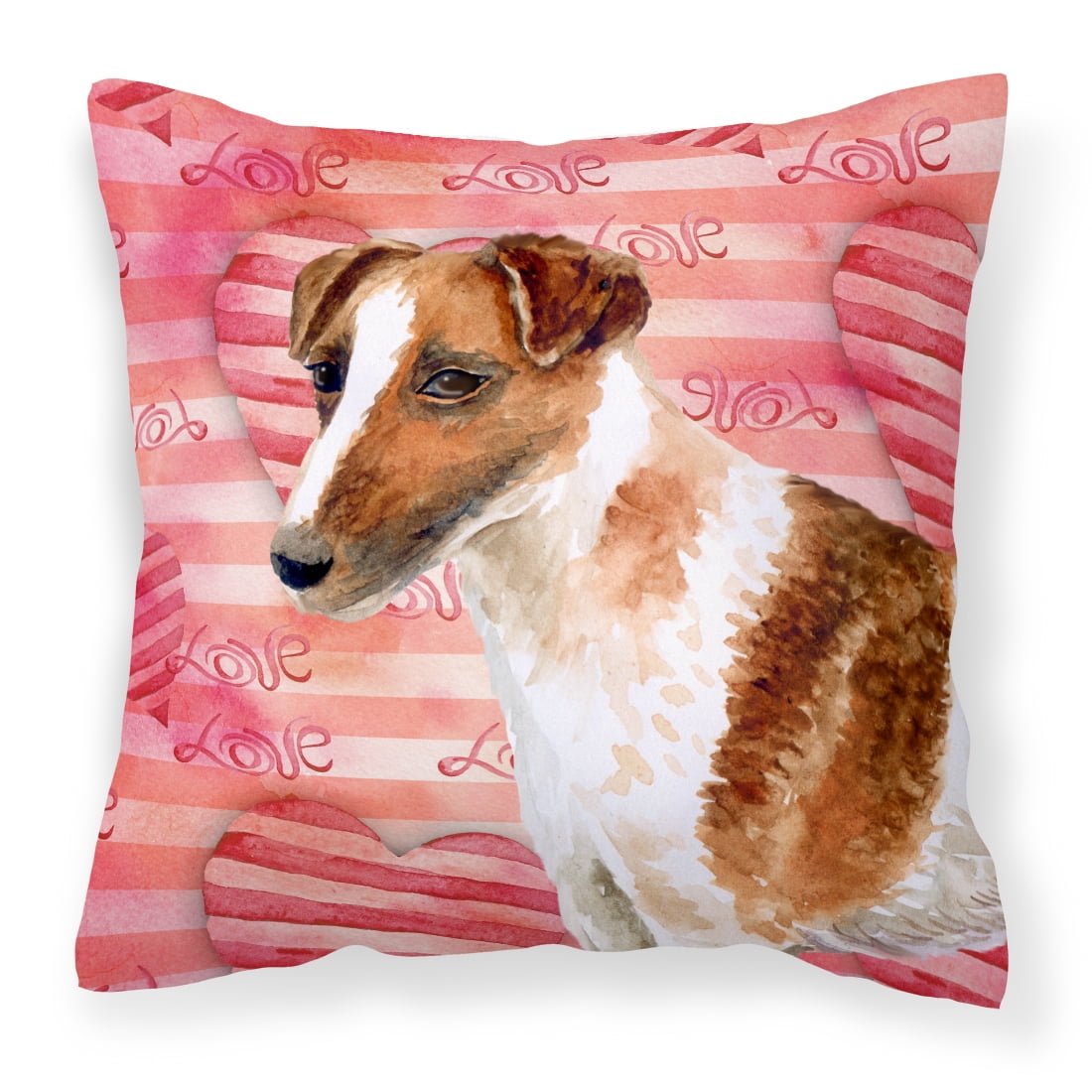 Picture of Carolines Treasures BB9734PW1818 Smooth Fox Terrier Love Fabric Decorative Pillow