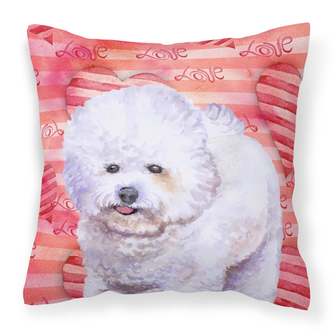 Bichon Frise Love Fabric Decorative Pillow
