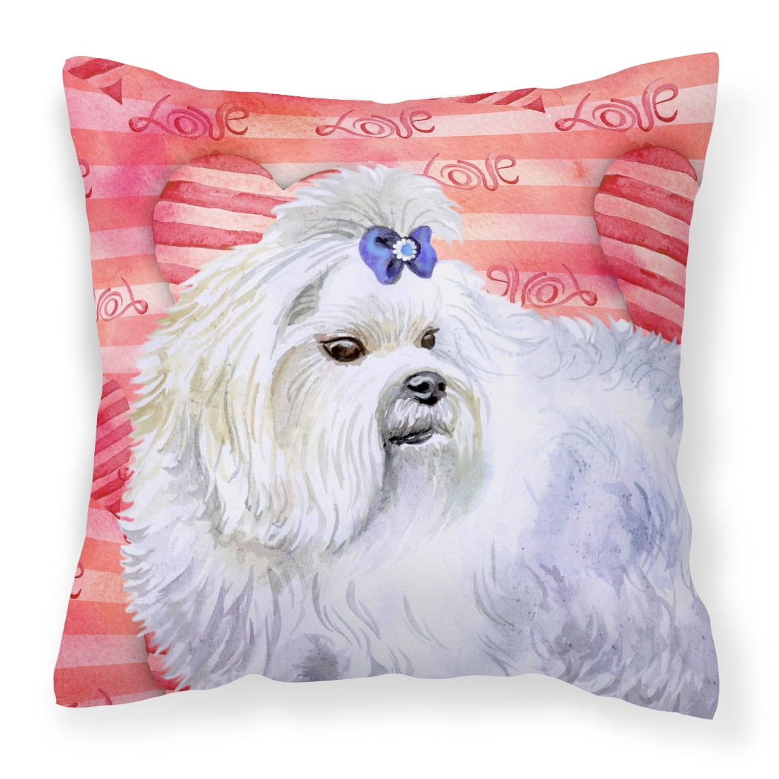 Maltese Love Fabric Decorative Pillow