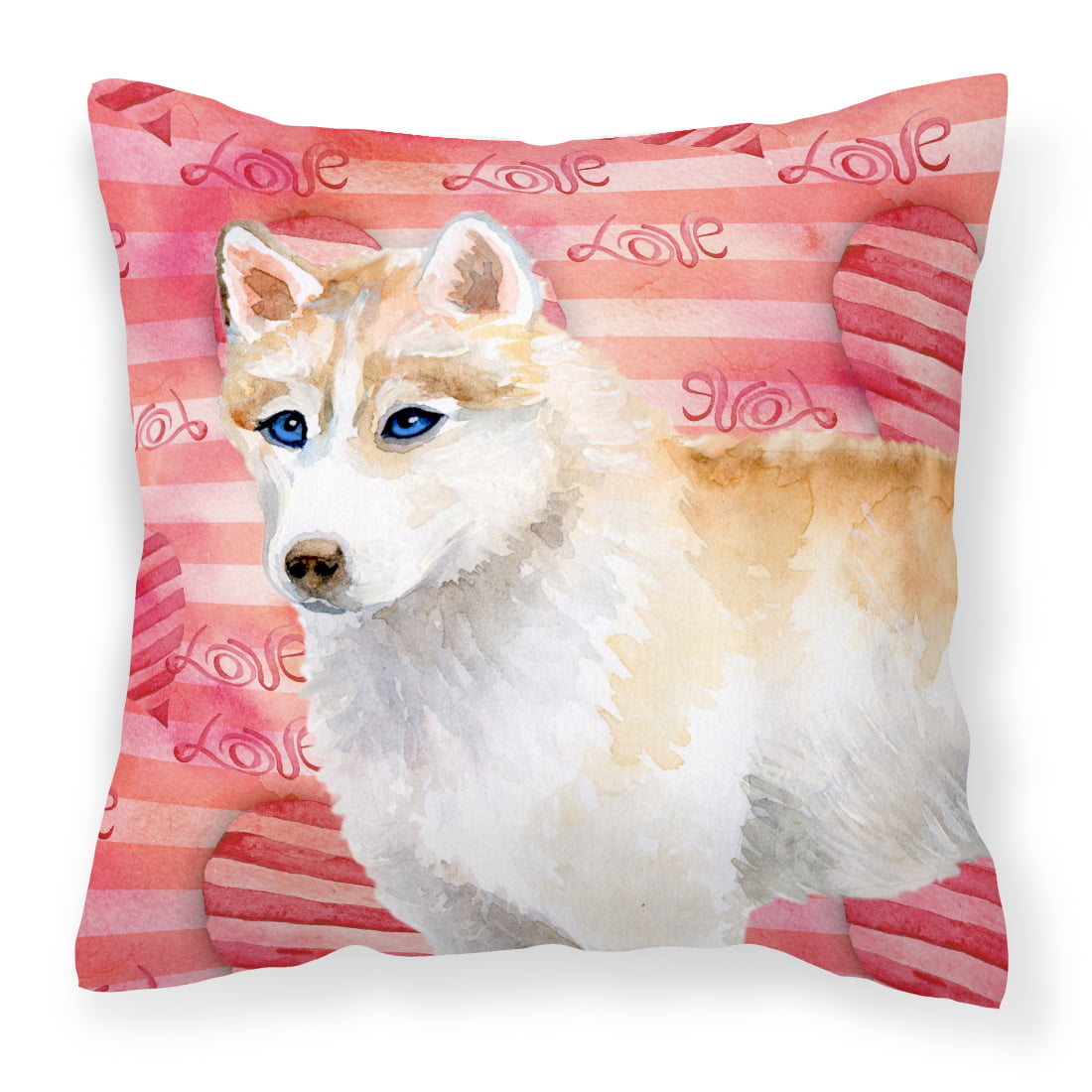 Siberian Husky Love Fabric Decorative Pillow